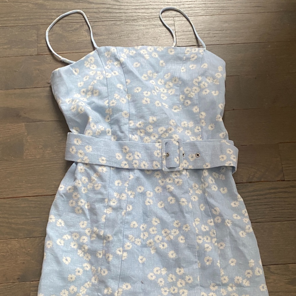 Zara Baby Blue Mini Dress with Spagehtti Straps